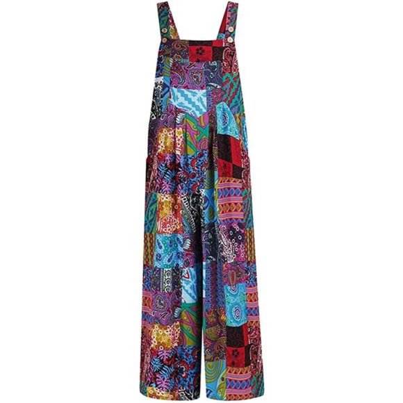 Women's Summer Casual Jumpsuit Boho Sleeveless Suspender Overall Romper Pants - Picture 6 of 7